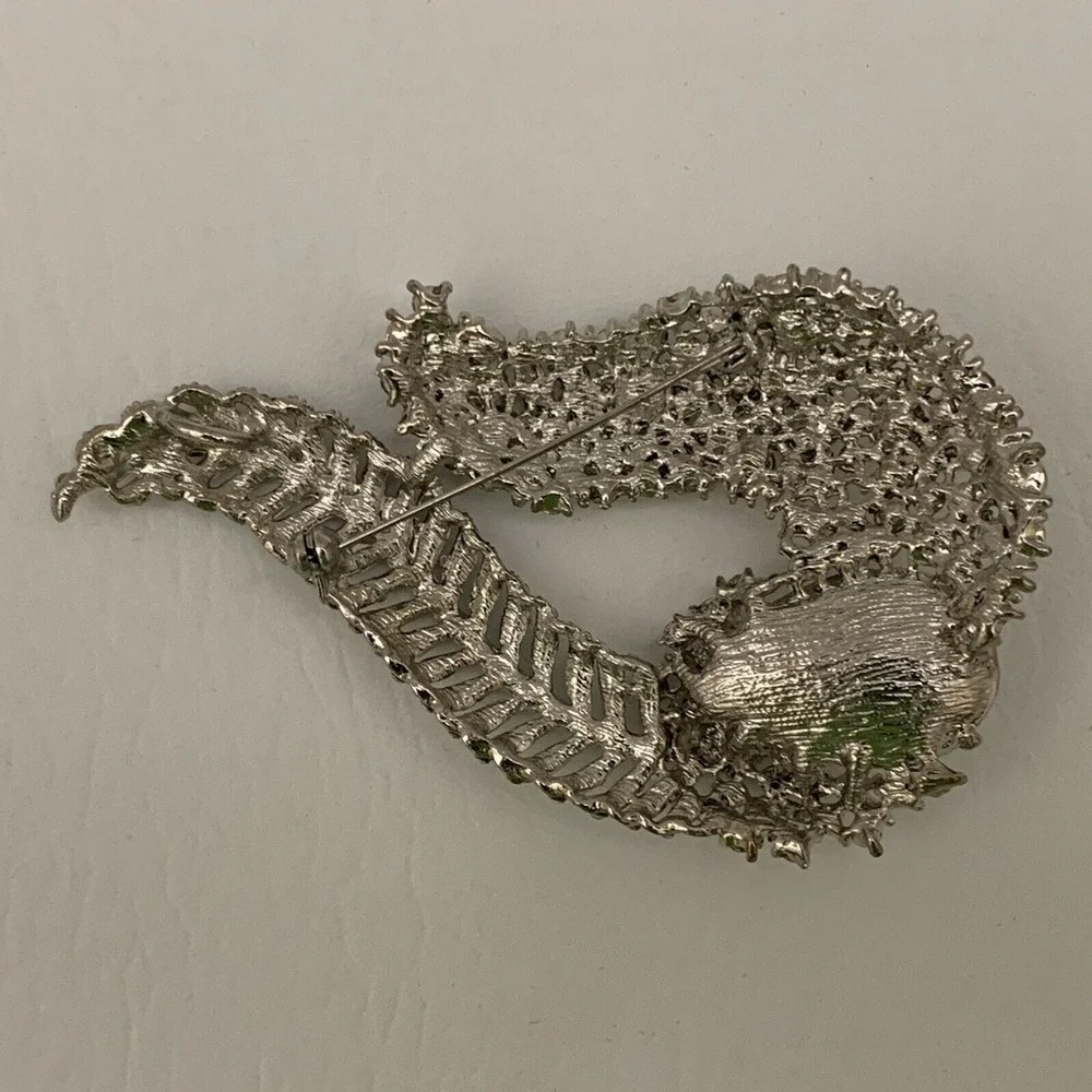 Brooch Pin‎ Clear Iridescent Silver-tone